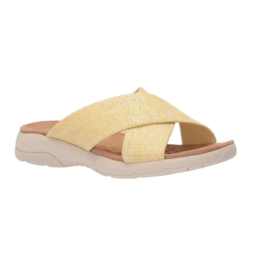Easy Spirit Women's Taite Criss Cross Strap Slip On Sandals Yellow Size 6 1/2